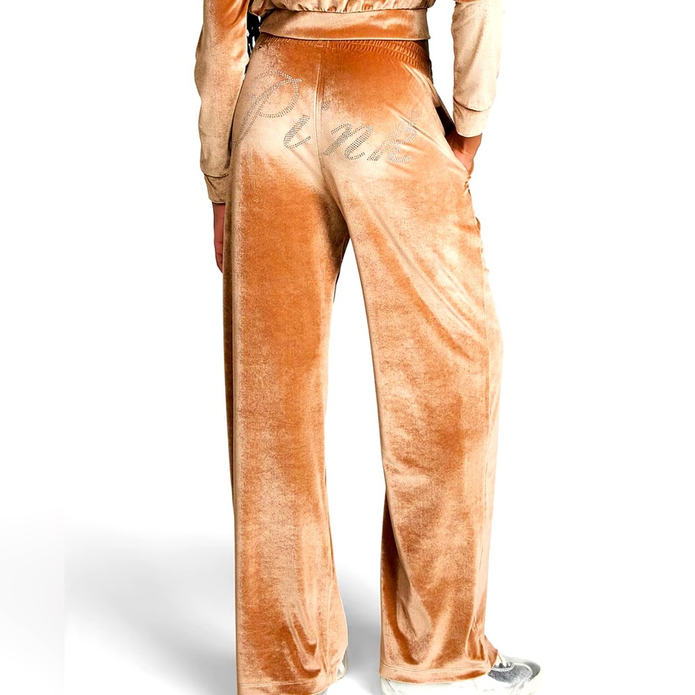 Velour shine logo wide leg pants by Pink